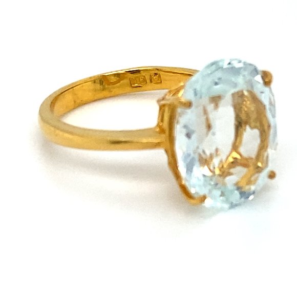 Aquamarine 8.01ct Solid 22K Yellow Gold Ring - Picture 3 of 7